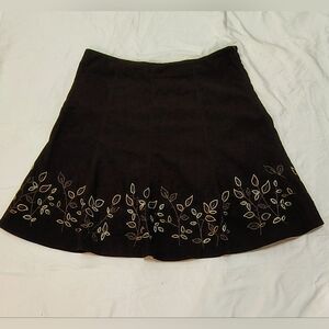 Jones New York Brown‎ Embellished A-Line Mini Skirt